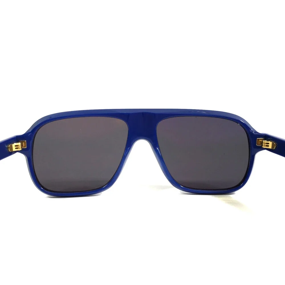 Alfred Kerbs Sunglasses LUCIO BL Shiny Blue Aviator Frames with Dark Gray Lenses